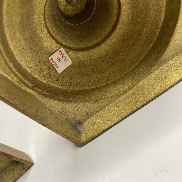 Vintage Brass India Candle Holders Metal Pedestal - Picture 4 of 8